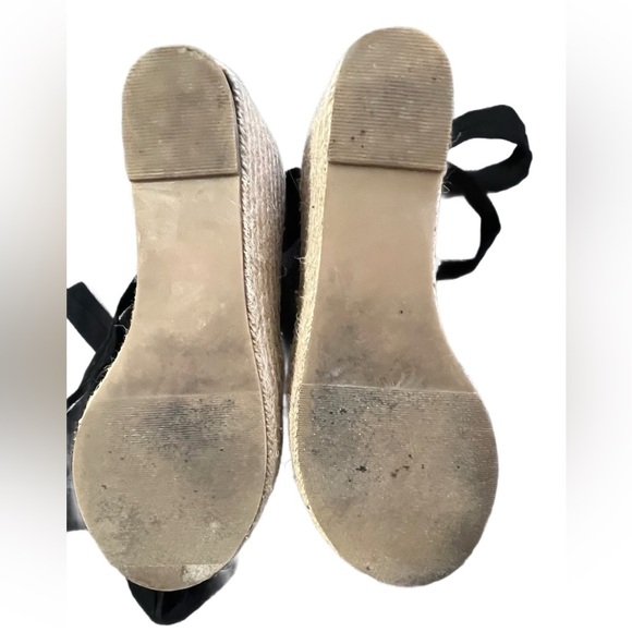 JustFab Isla Tie Up Espadrille Wedge, Size 8.5, Black - Picture 6 of 7